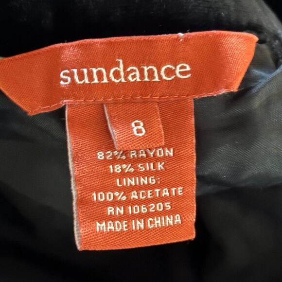 SUNDANCE Wide Leg Velvet Pants in Black Rayon Silk Y2K SZ 8 - Picture 6 of 8